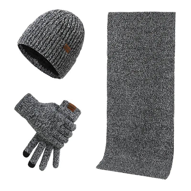 Men's Winter Set: Beanie, Scarf, and Gloves