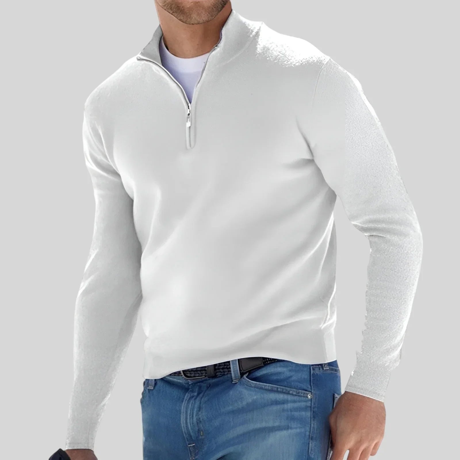 Lerra Belloni Men's V-Neck Sweater with Zipper