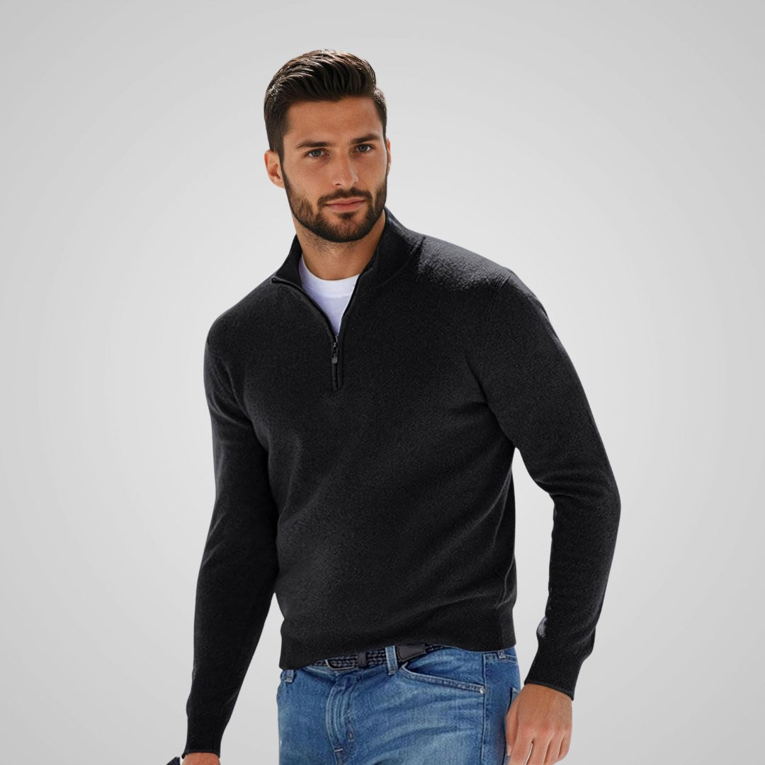 Lerra Belloni Men's V-Neck Sweater with Zipper