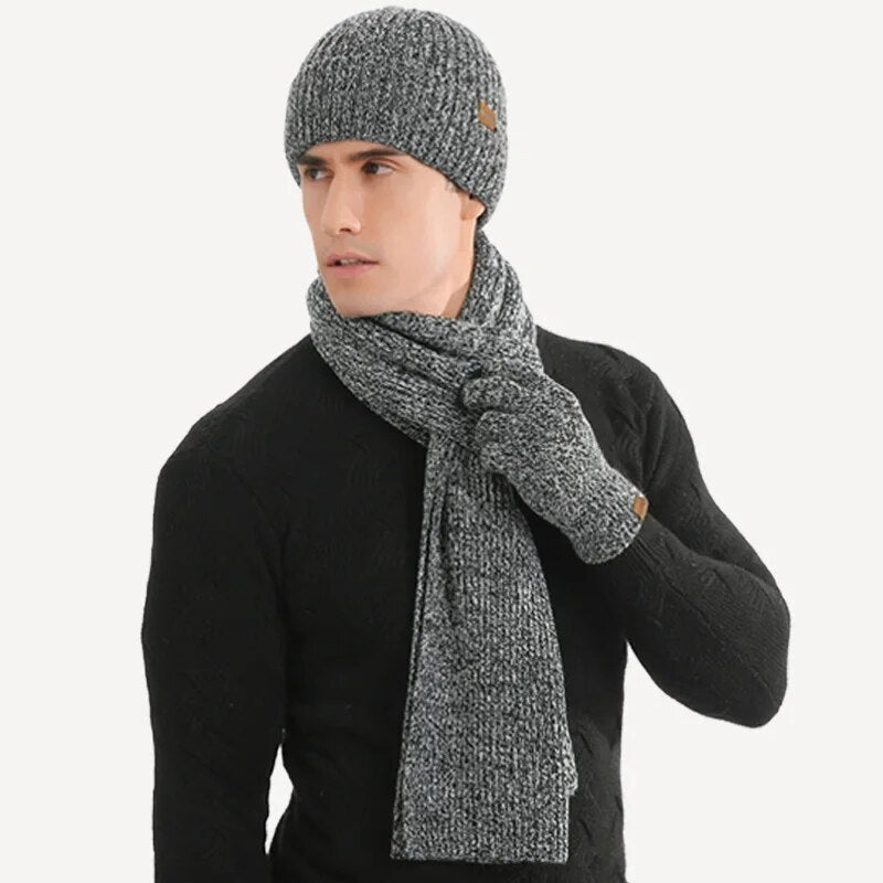 Men's Winter Set: Beanie, Scarf, and Gloves