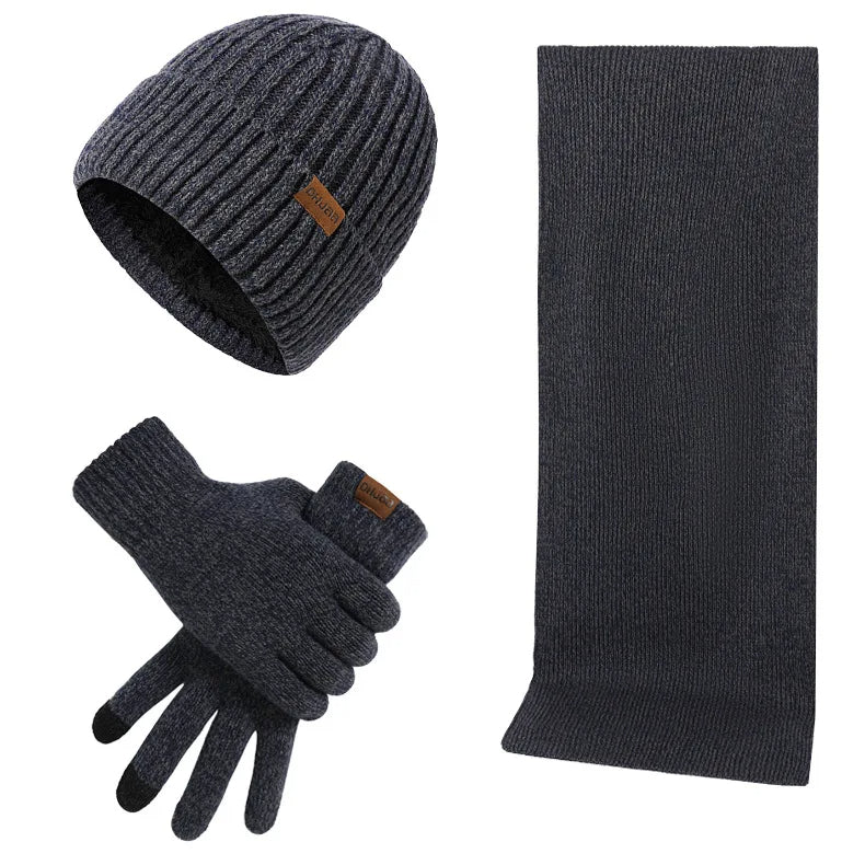 Men's Winter Set: Beanie, Scarf, and Gloves