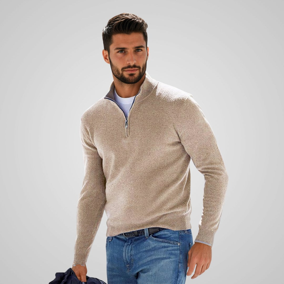 Lerra Belloni Men's V-Neck Sweater with Zipper