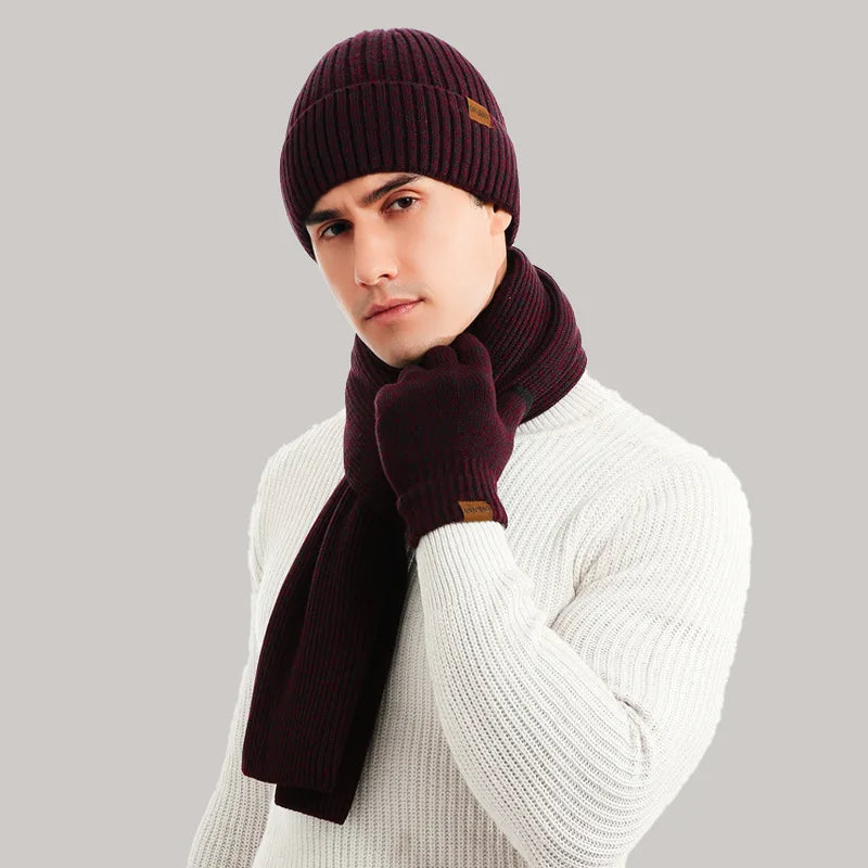 Men's Winter Set: Beanie, Scarf, and Gloves