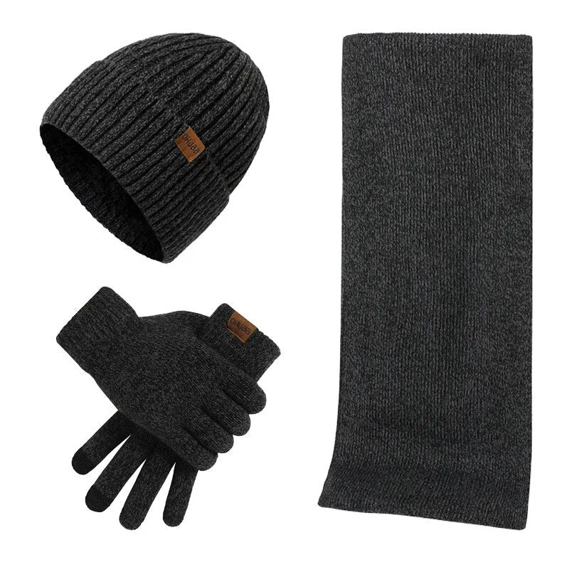 Men's Winter Set: Beanie, Scarf, and Gloves