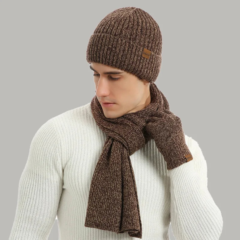 Men's Winter Set: Beanie, Scarf, and Gloves