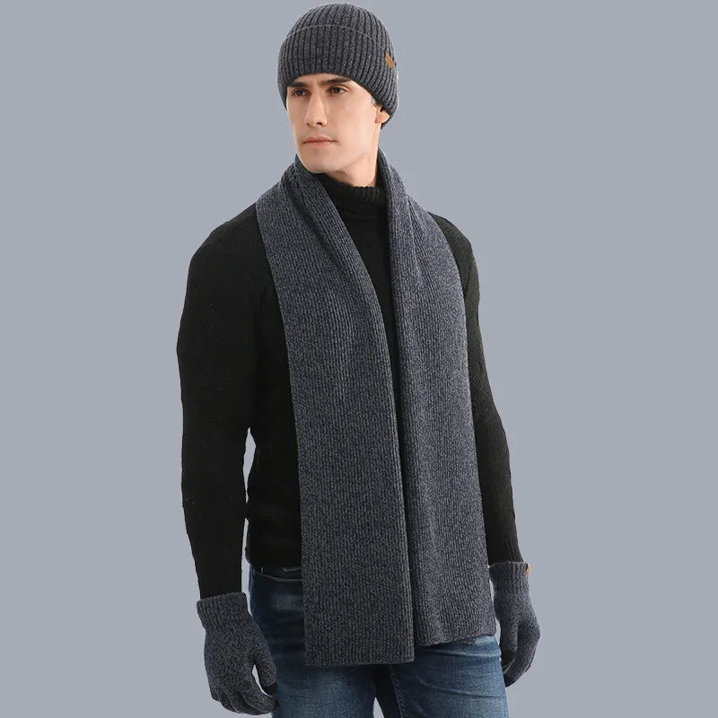 Men's Winter Set: Beanie, Scarf, and Gloves