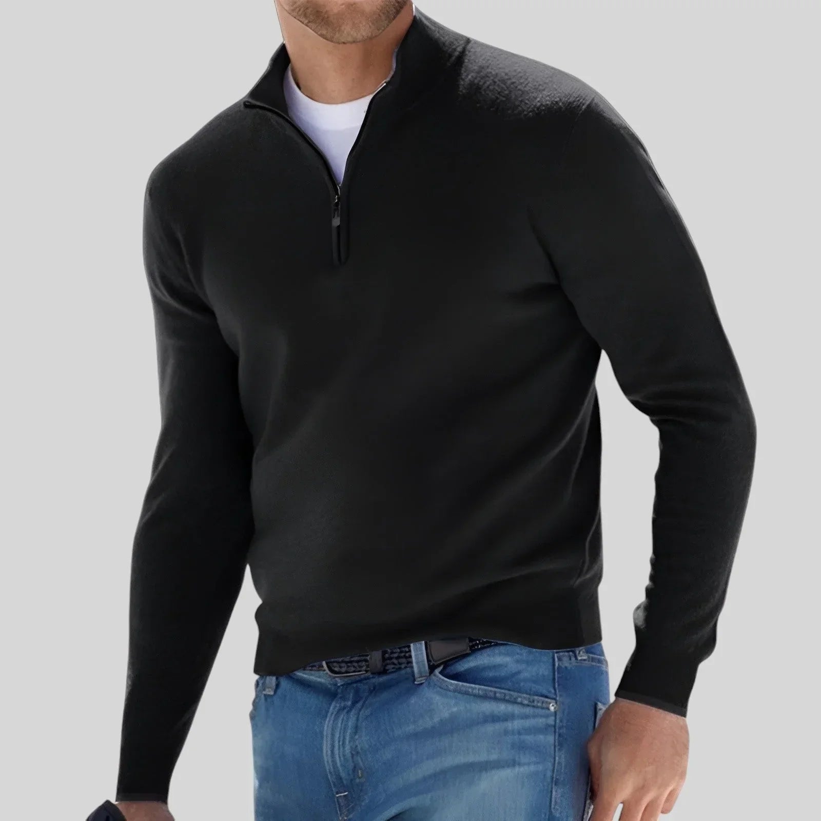 Lerra Belloni Men's V-Neck Sweater with Zipper