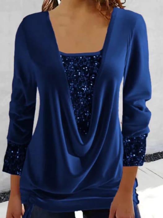 Velina Women's Long Sleeve Blouse with Sequins | Available in Multiple Colors