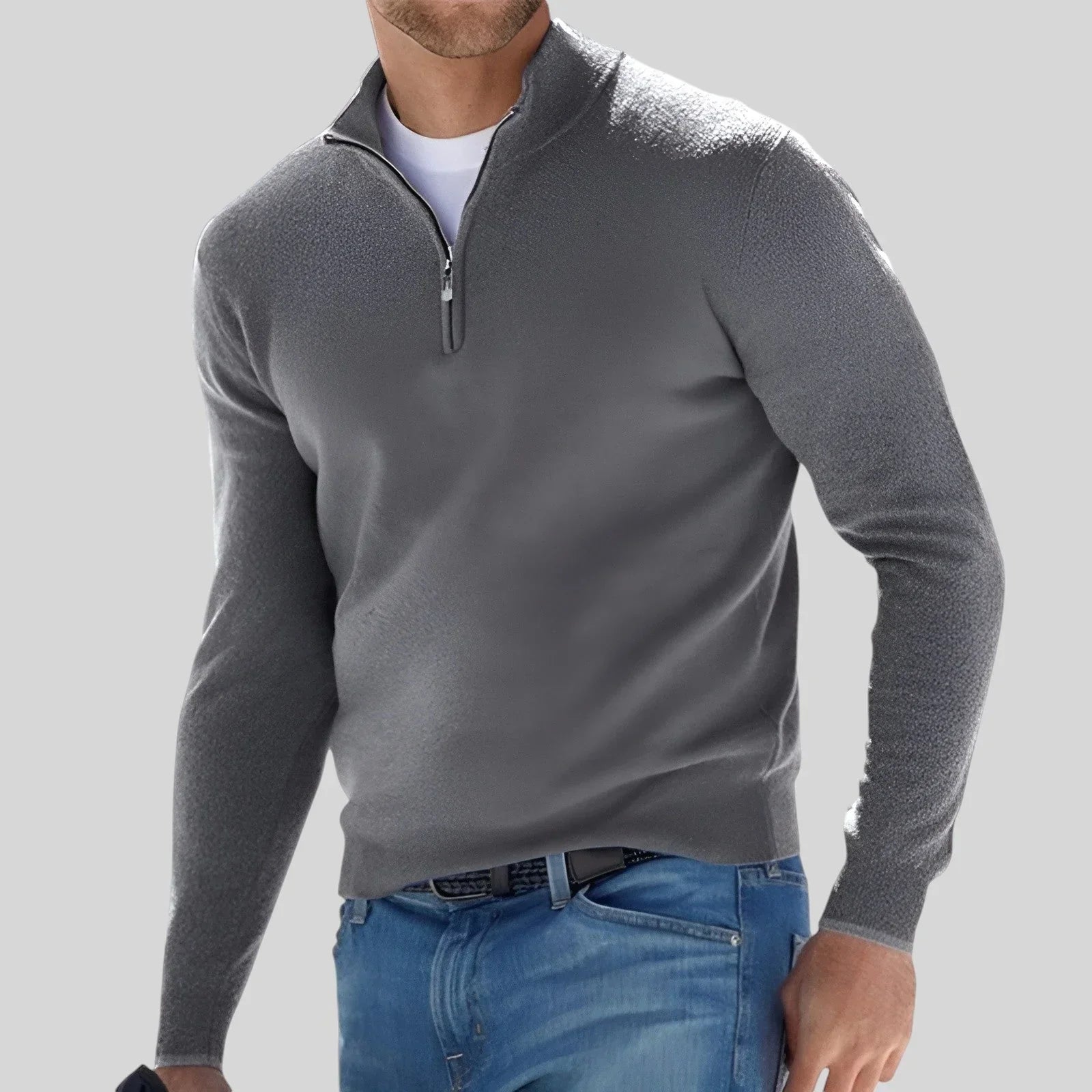 Lerra Belloni Men's V-Neck Sweater with Zipper